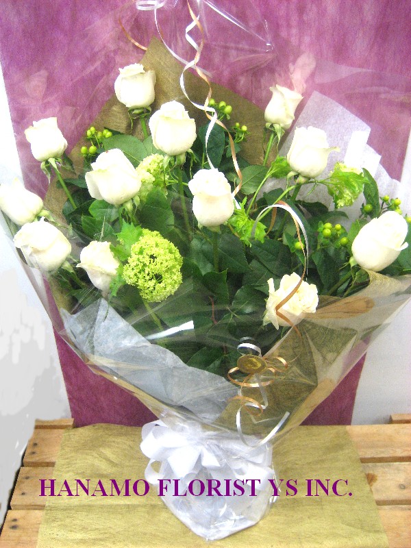 ROSE115 1 Doz Long Stem Premium Ecuador White Roses BQ - Click Image to Close
